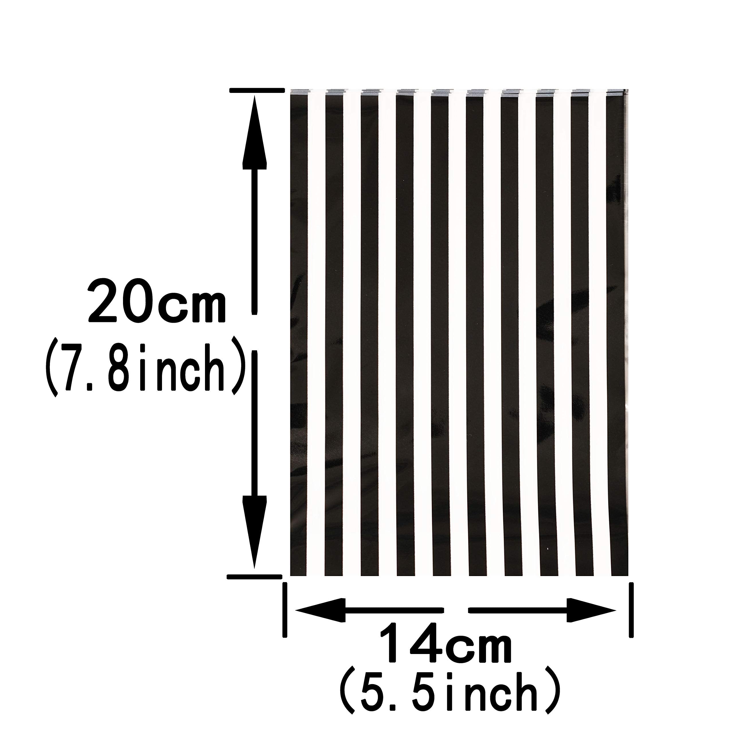 Clear Plastic Cellophane Treat Bags - Black White Stripes Party Favors Cello Bags Wedding Baby Shower Birthday Party Cookie Cand